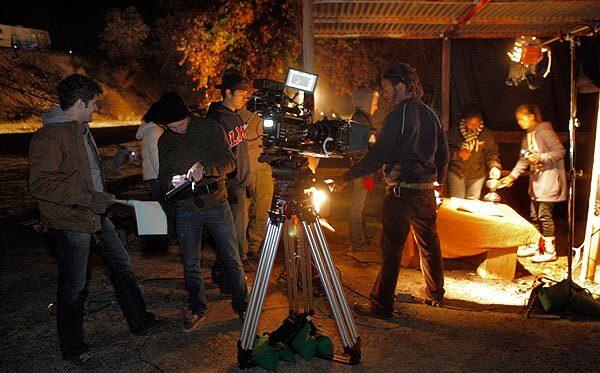 Filming into the night