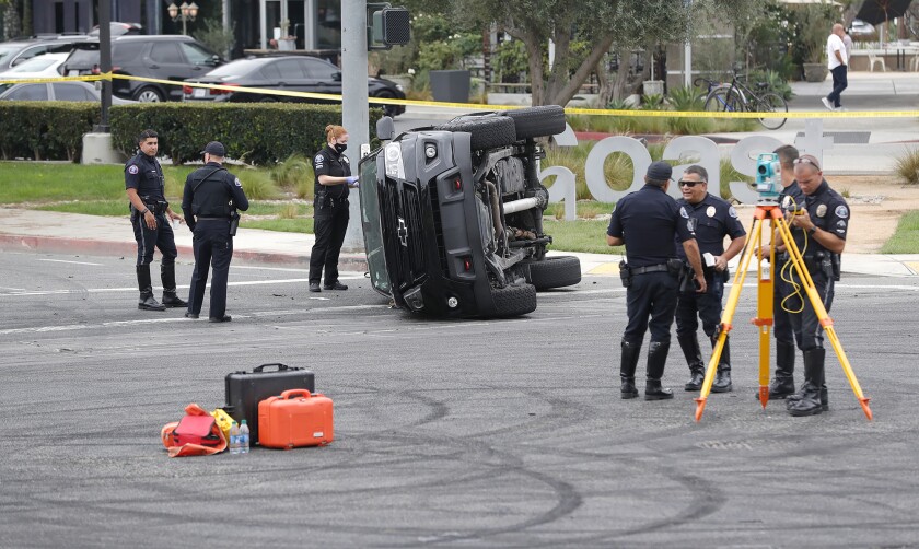 Costa Mesa investigators at the corner of Hyland and Sunflower avenues in Costa Mesa.