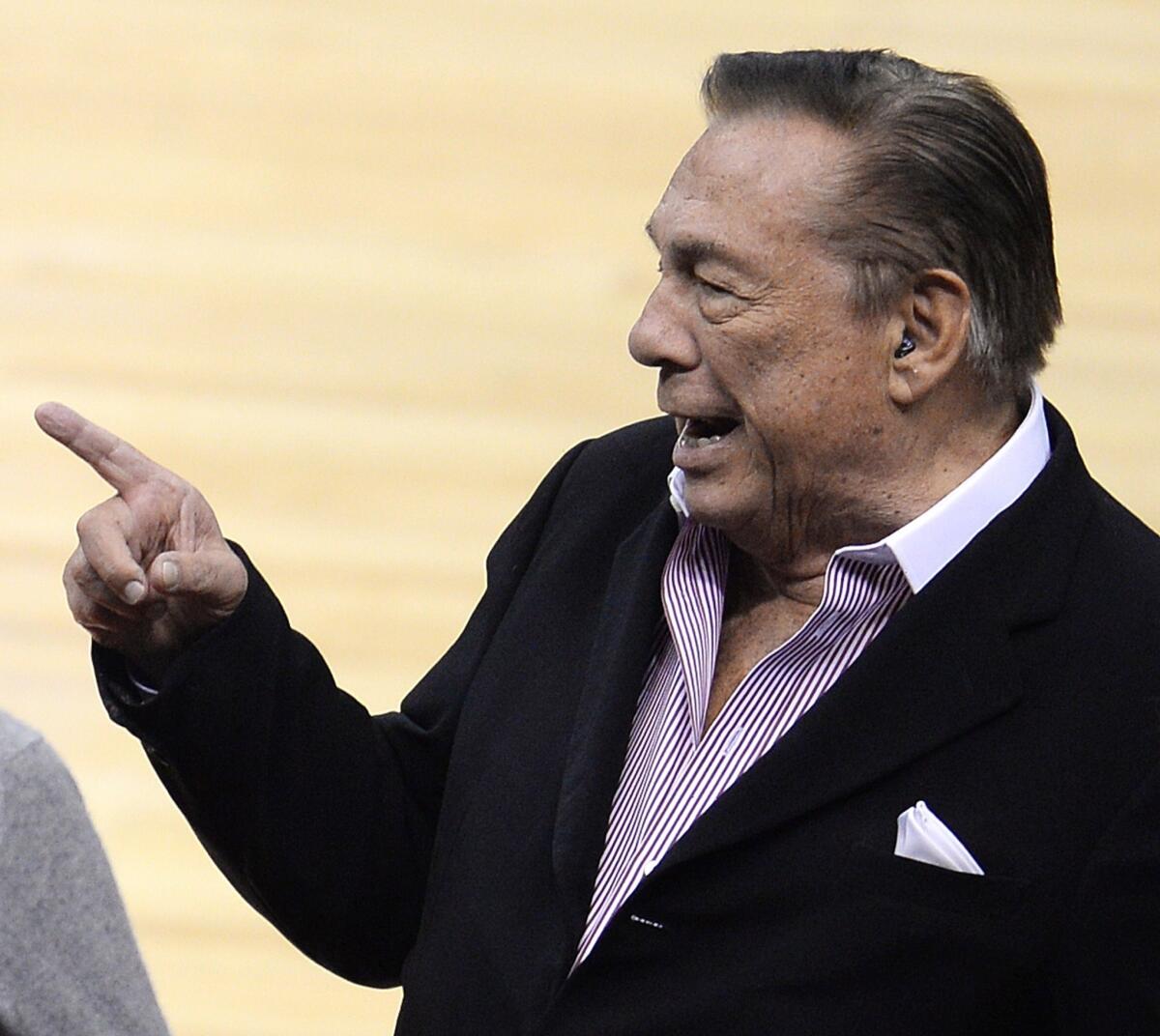 The voice of Los Angeles Clippers owner Donald Sterling is said to be heard on two new tapes. Here, he attends the NBA playoff game between the Clippers and the Golden State Warriors on April 21 at Staples Center.