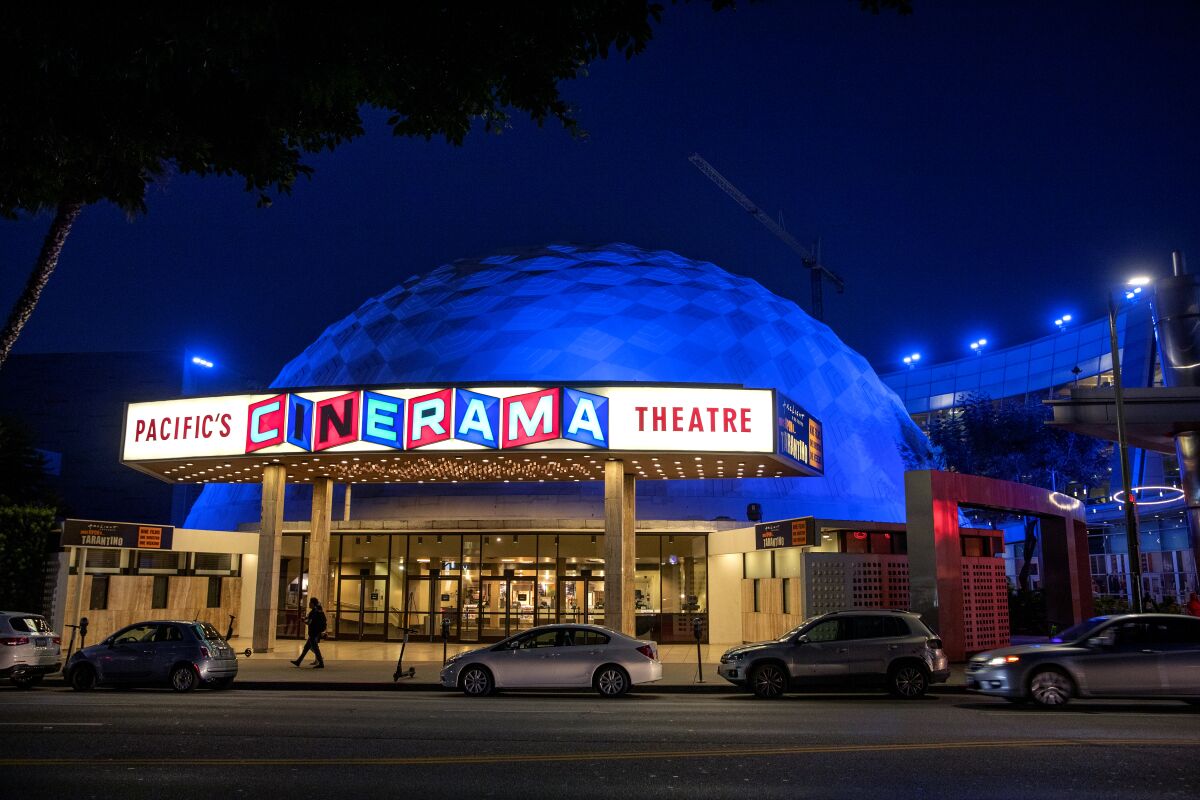 A giant dome with a marquee that says "Pacific's Cinerama Theatre."