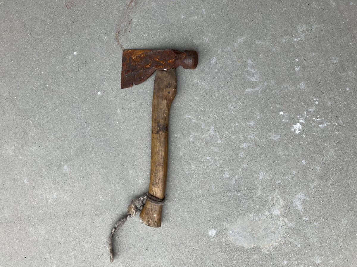 The hatchet that authorities say was wielded by a man shot to death by Orange County sheriff’s deputies Wednesday morning.
