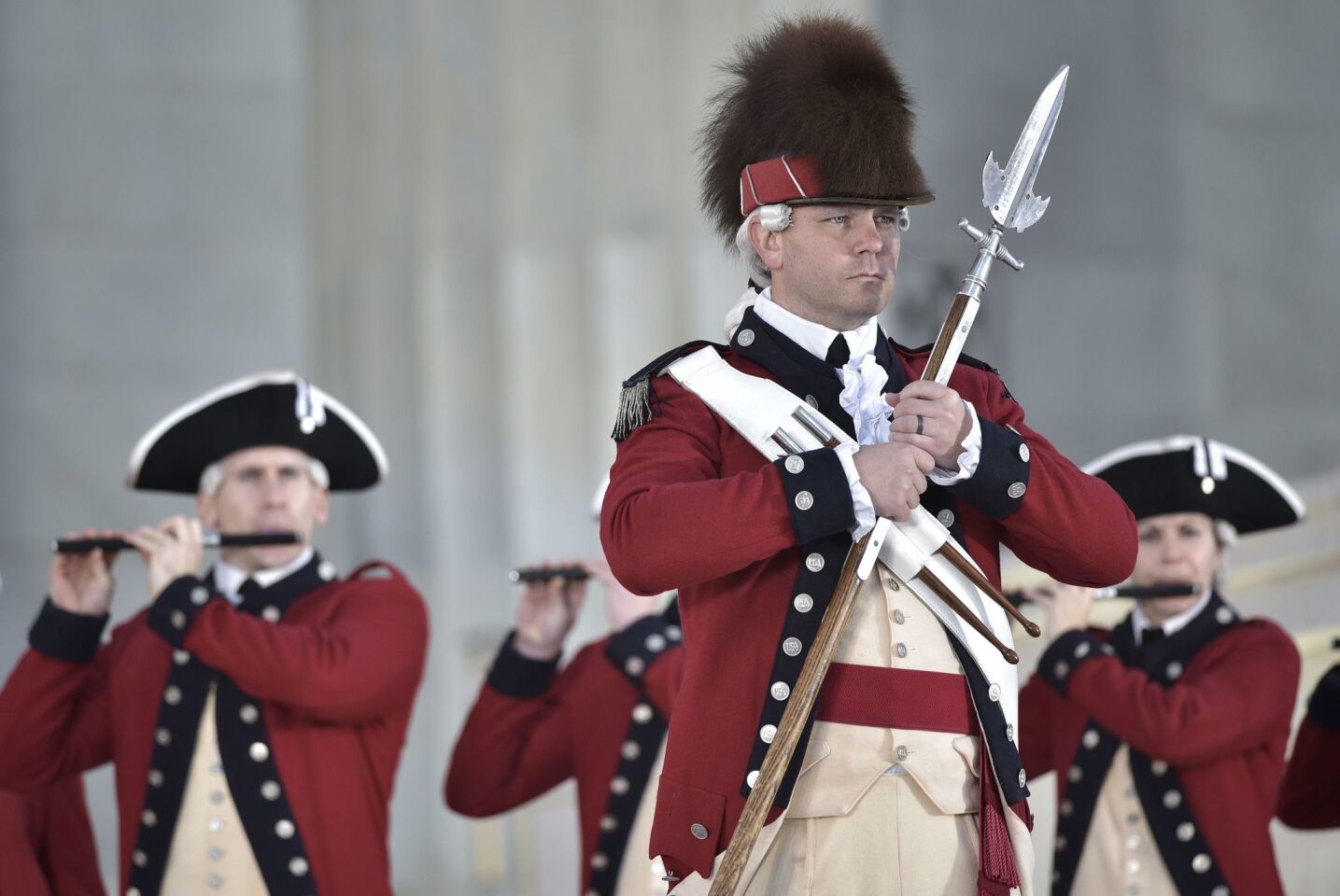 A military band performs at the Lincoln Memorial in Washington, D.C., on Thursday.