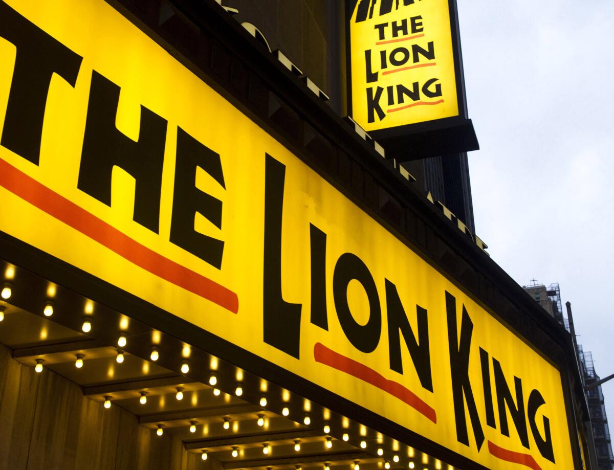 New York's Minskoff Theatre, home of "The Lion King."