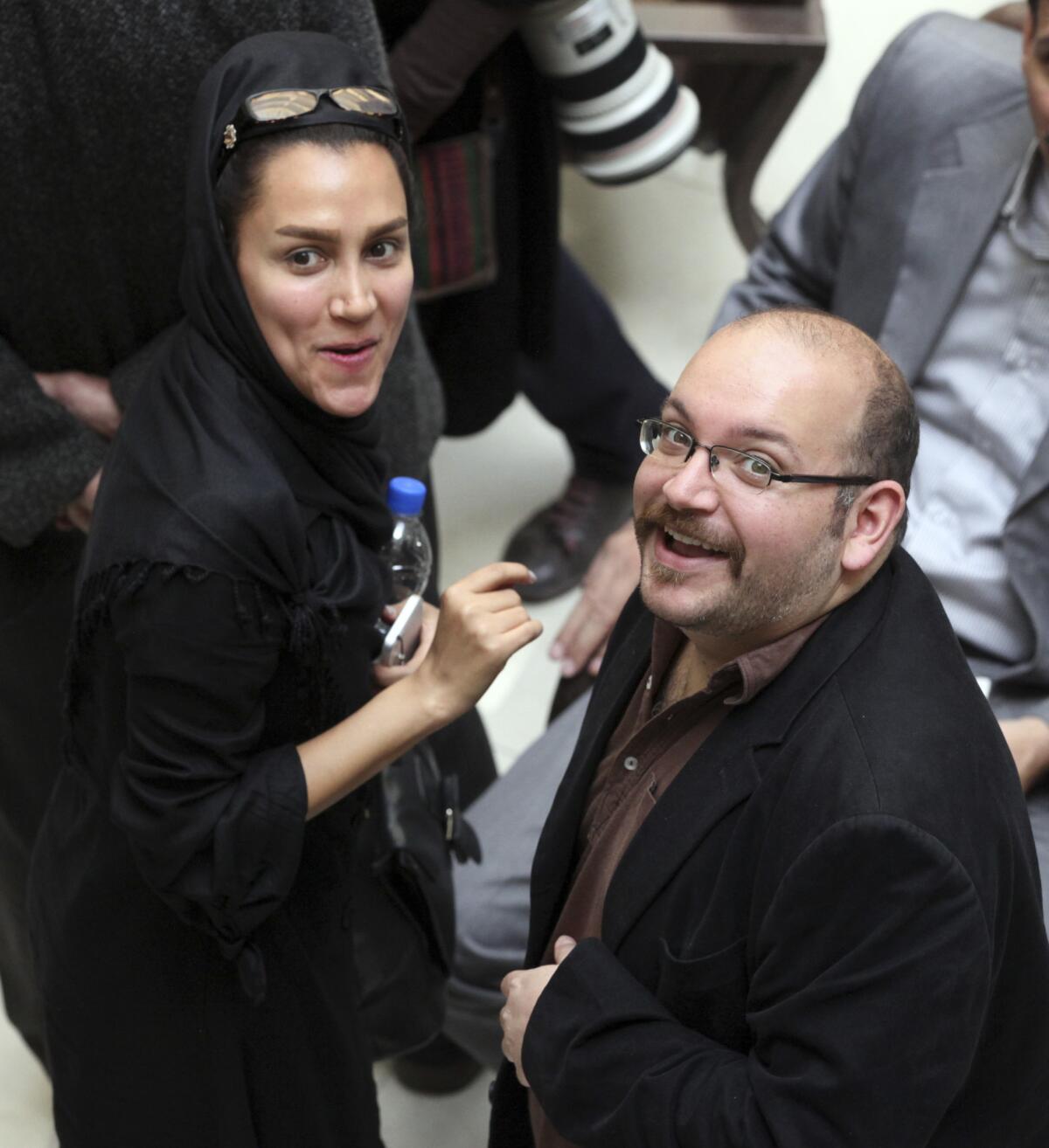 Jason Rezaian, an Iranian American correspondent for the Washington Post, is shown with his wife, Yeganeh Salehi, an Iranian correspondent for the Abu Dhabi-based daily newspaper the National, in 2013.