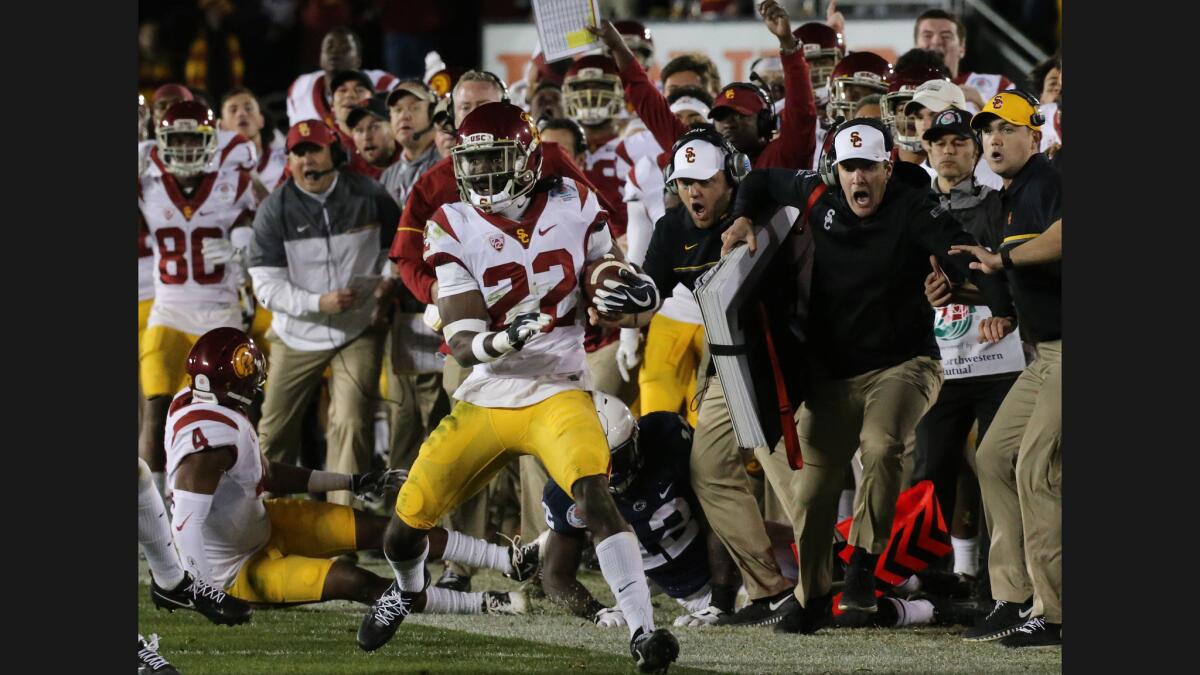 USC strong safety Leon McQuay III returns an interception of a pass intended for Penn State wide receiver Chris Godwin in the fourth quarter.