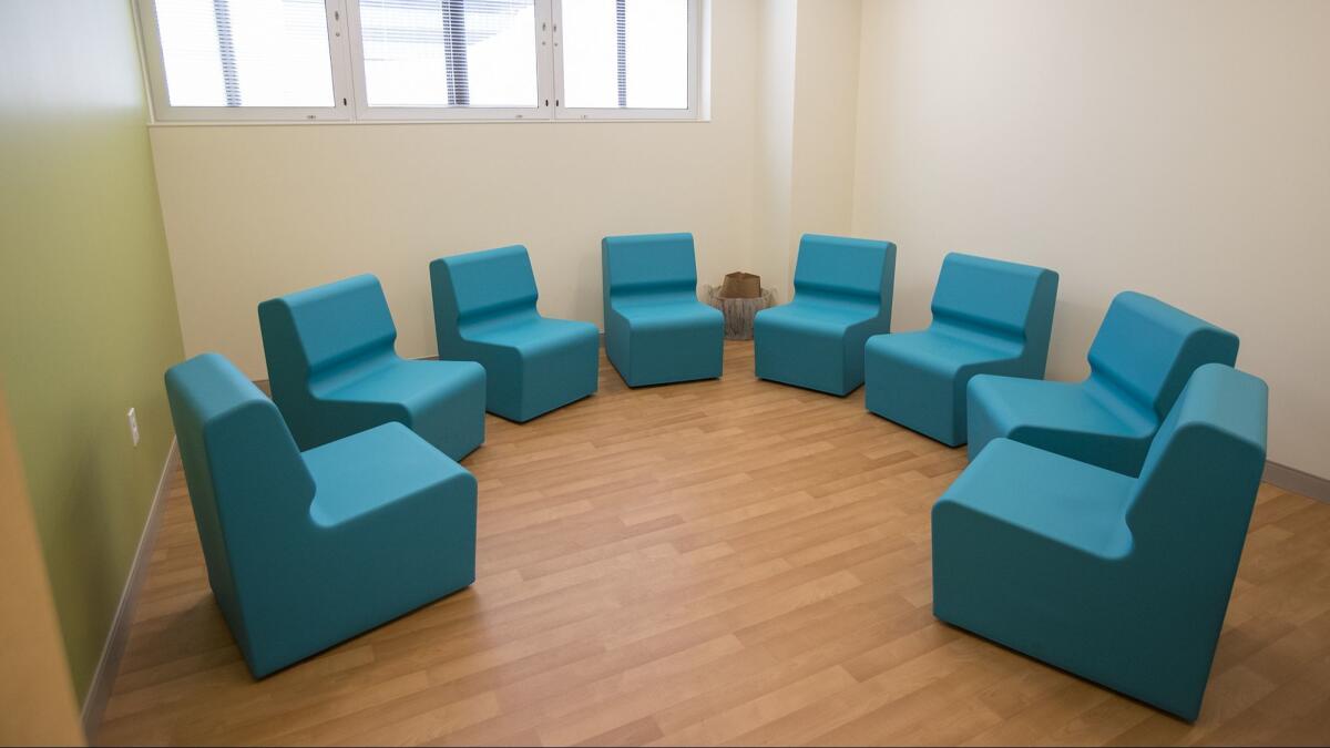 One of several group rooms at the new mental health inpatient center at Children's Hospital of Orange County.