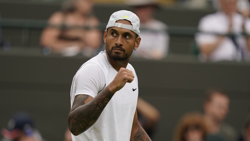 Nick Kyrgios' reaction at the men's singles match at Wimbledon.