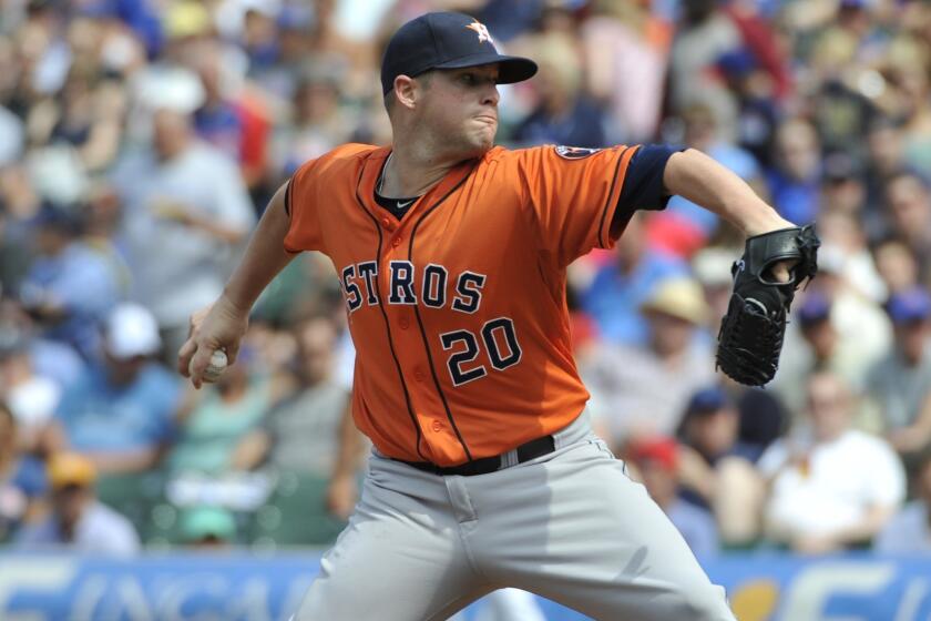 Houston pitcher Bud Norris is 3-0 with an ERA of 0.43 in three starts against the Angels this season.