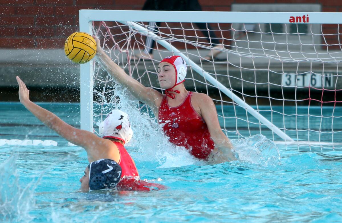 Burroughs High girls' water polo goalkeeper Ema Nathan was named the Pacific League Player of the Year.