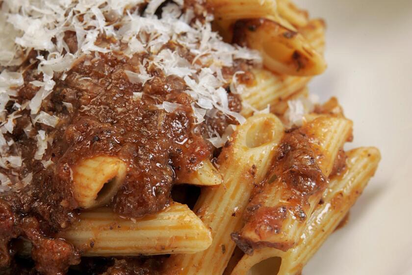 LOS ANGELES, CA - OCTOBER 14, 2009. Neapolitan style Ragu with pasta was photographed at the Los Angeles Times photo studio on October 14, 2009. (Glenn Koenig / Los Angeles Times