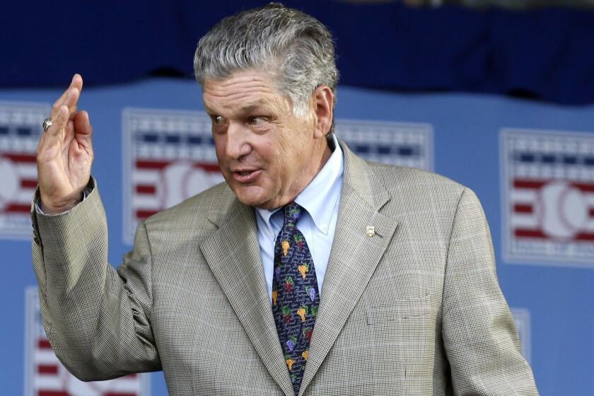 FILE - In this July 26, 2015, file photo, National Baseball Hall of Famer Tom Seaver arrives for an induction ceremony at the Clark Sports Center in Cooperstown, N.Y. Seaver has been diagnosed with dementia and has retired from public life. The family of the 74-year-old made the announcement Thursday, March 7, 2019, through the Hall and said Seaver will continue to work in the vineyard at his home in California. (AP Photo/Mike Groll, File)