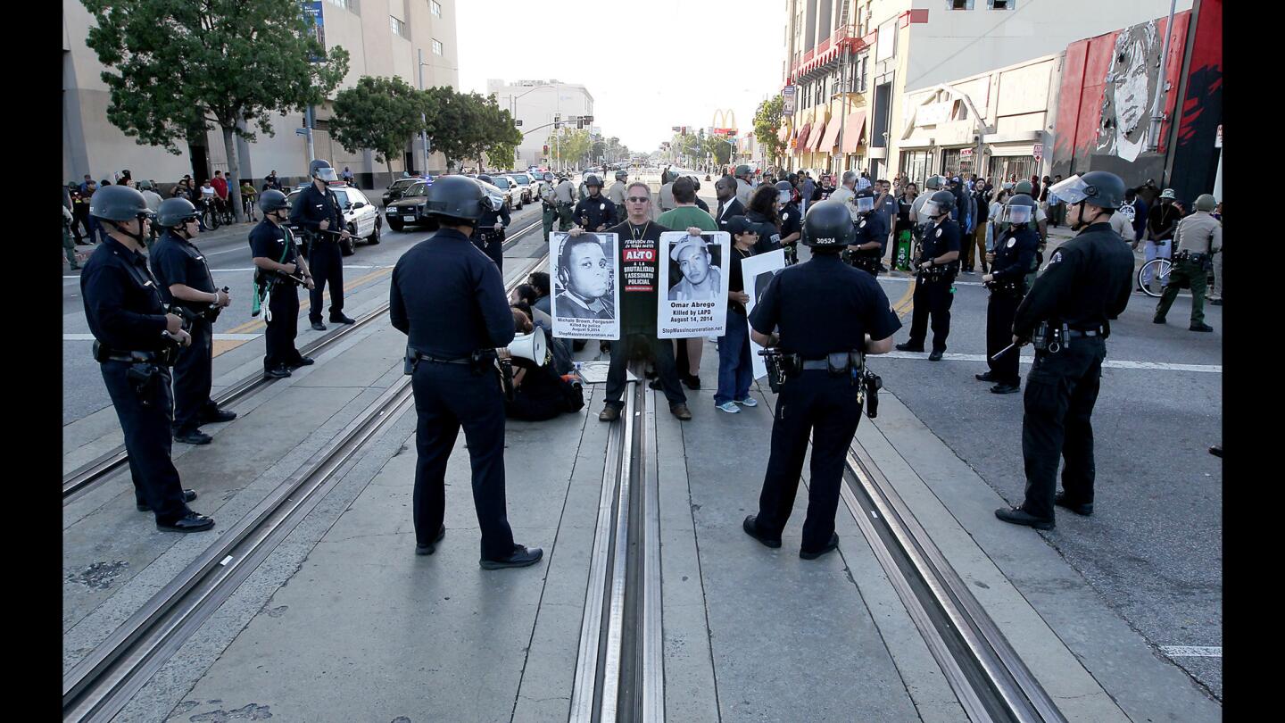 Train-blocking protesters arrested in L.A.
