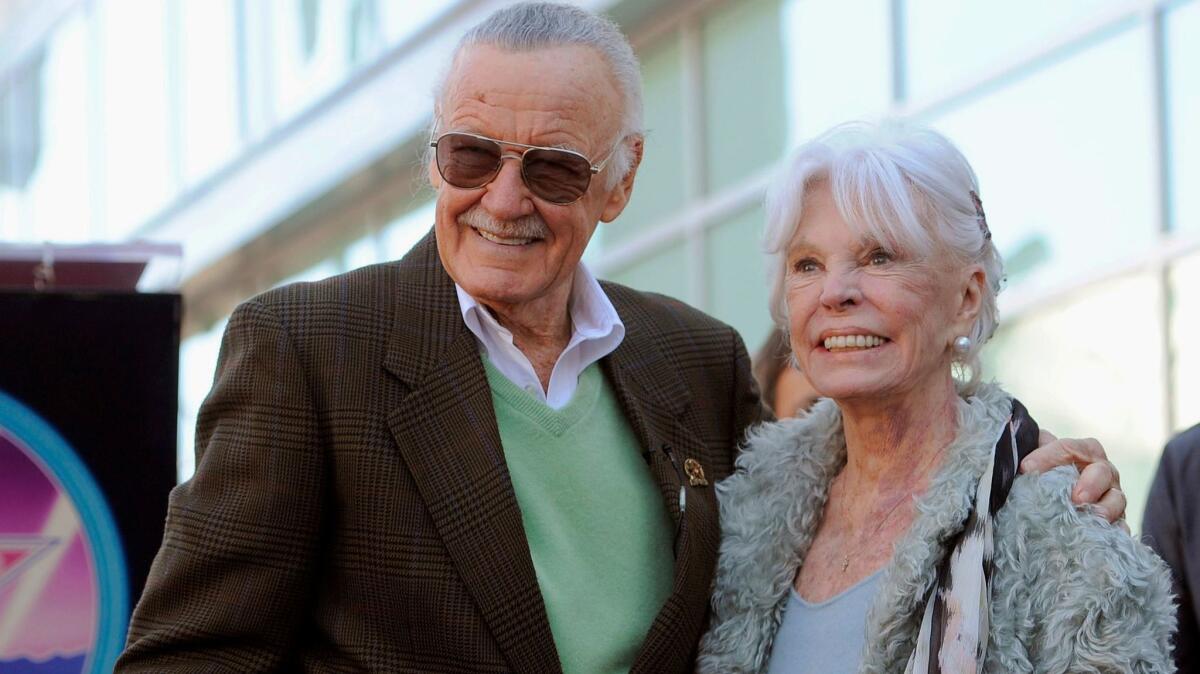 Comic book creator Stan Lee, left, with his wife, Joan, after he received a star on the Hollywood Walk of Fame on Jan. 4, 2011.