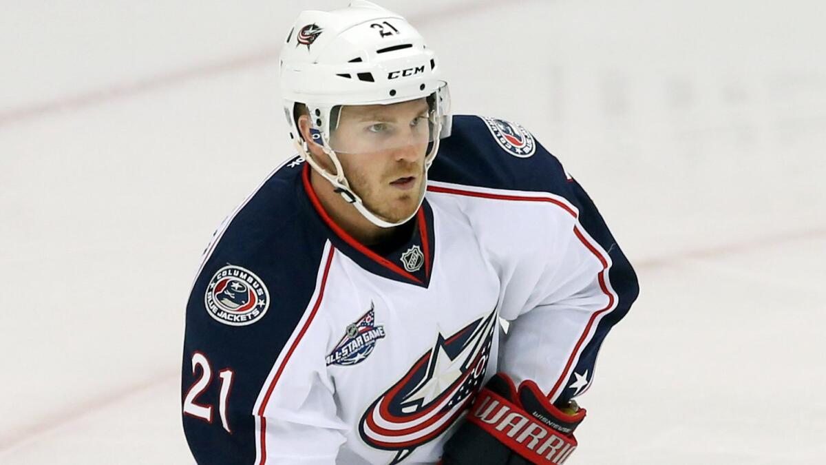 Columbus Blue Jackets defenseman James Wisniewski controls the puck during a game against the Minnesota Wild on Jan. 19. Wisniewski was acquired by the Ducks at the trade deadline last week.