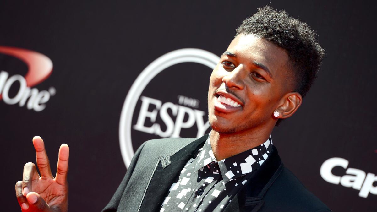 Lakers guard Nick Young arrives at the ESPY Awards at the Nokia Theater on Wednesday.