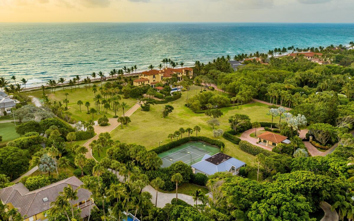 A wide view of an oceanfront estate.