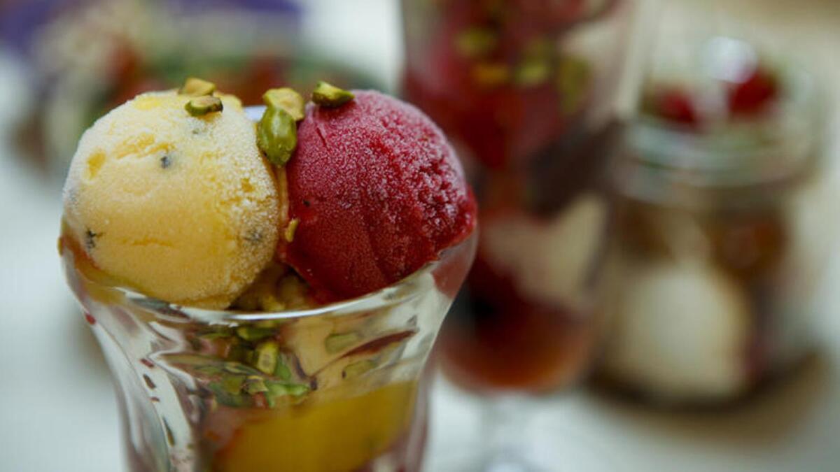 Mango and passion fruit sorbet.