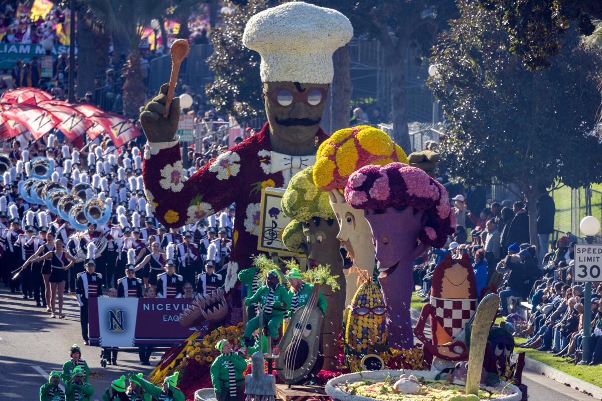 The Trader Joe's float in the Rose Parade on Monday in Pasadena