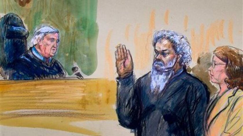 Libyan defendant Ahmed Abu Khatallah is depicted during an earlier part of his legal proceedings. Jurors in his trial will begin deliberating Monday.
