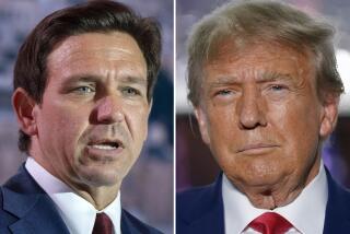 FILE - This combination of photos shows Florida Gov. Ron DeSantis speaking on July 17, 2023, in Arlington, Va., left, and former President Donald Trump speaking in Bedminster, N.J., June 13, 2023. Trump met privately with DeSantis over the weekend, according to two people familiar with the discussion, marking a detente between the former rivals after a brutal primary contest marked by insults and bruised egos. (AP Photo, File)