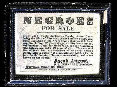 Slave sale sign
