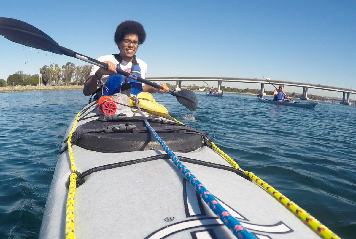 Sea kayaking is one of many sports offered at the Mission Bay Aquatic Center.