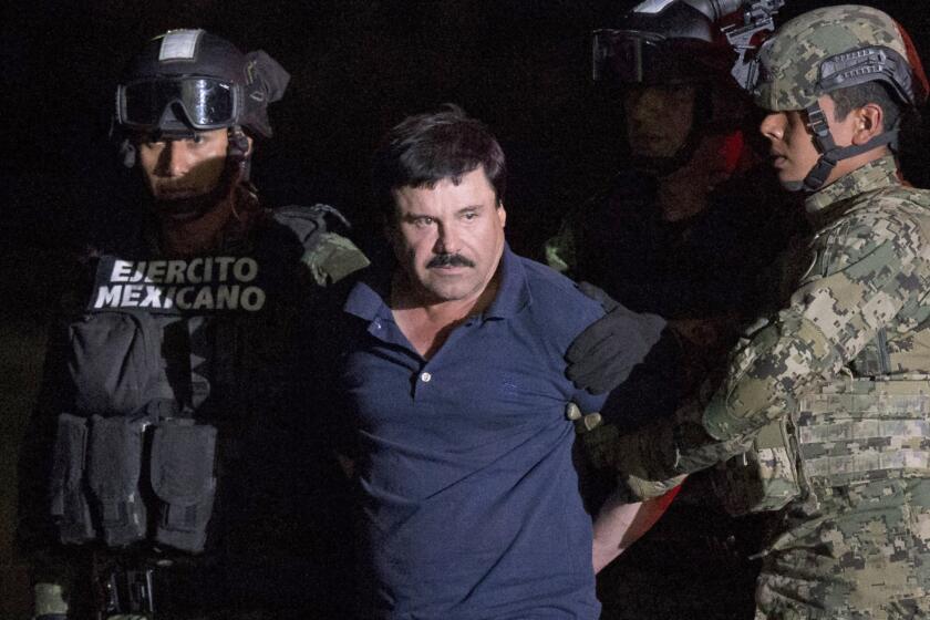 Drug lord Joaquin "El Chapo" Guzman in Mexico City on Jan. 8, 2016, after he was recaptured.