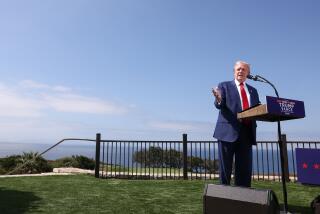 RANCHO PALOS VERDES-CA-SEPTEMBER 13, 2024: Former President Donald J. Trump speaks at a press conference at his Trump National Golf Course on Friday, September 13, 2024. (Christina House / Los Angeles Times)