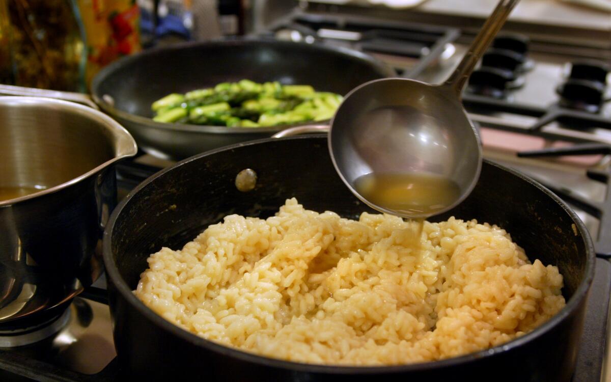 Asparagus and shrimp risotto