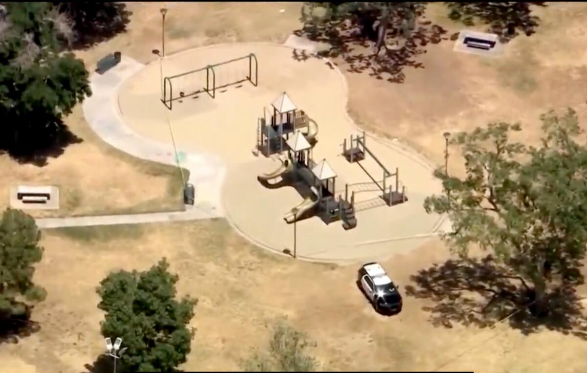 A child was found unresponsive at a Palmdale park Wednesday and later died at a hospital.