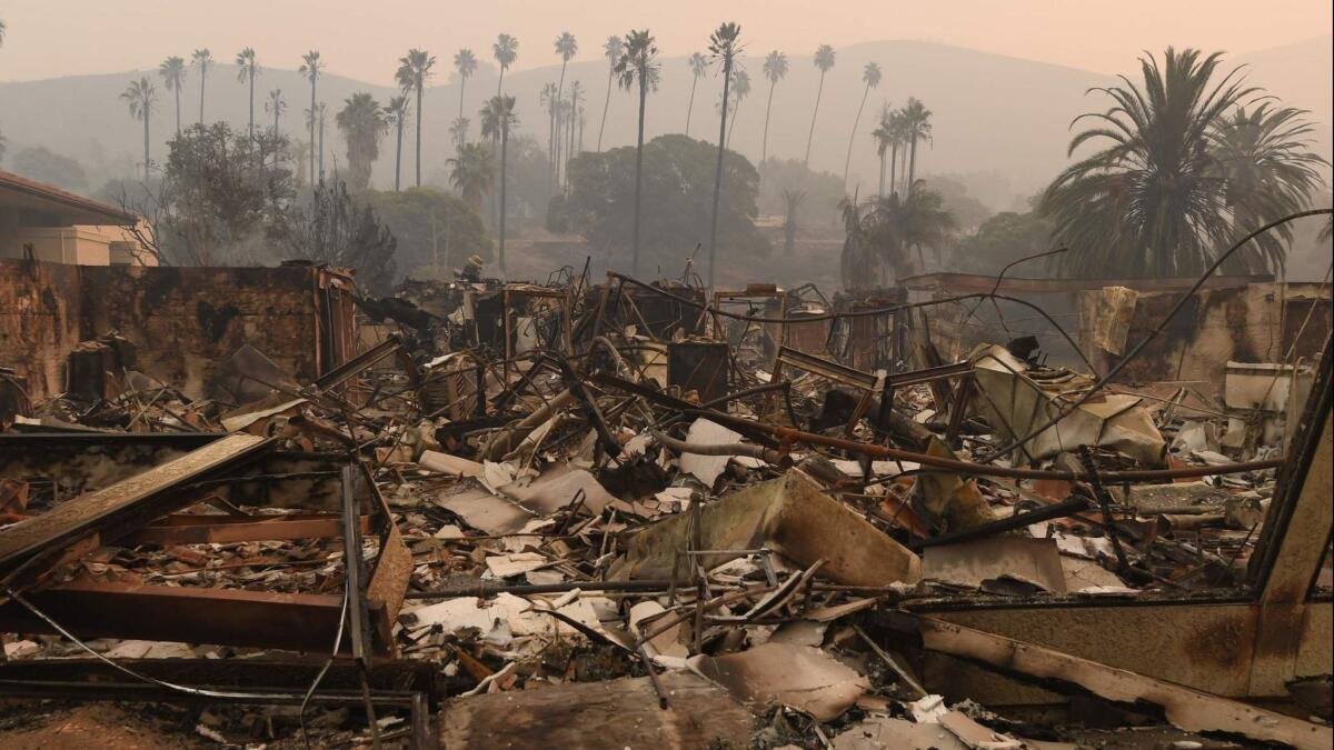 Who pays? Vista del Mar Hospital in Ventura was destroyed by the ferocious Thomas wildfire in December.