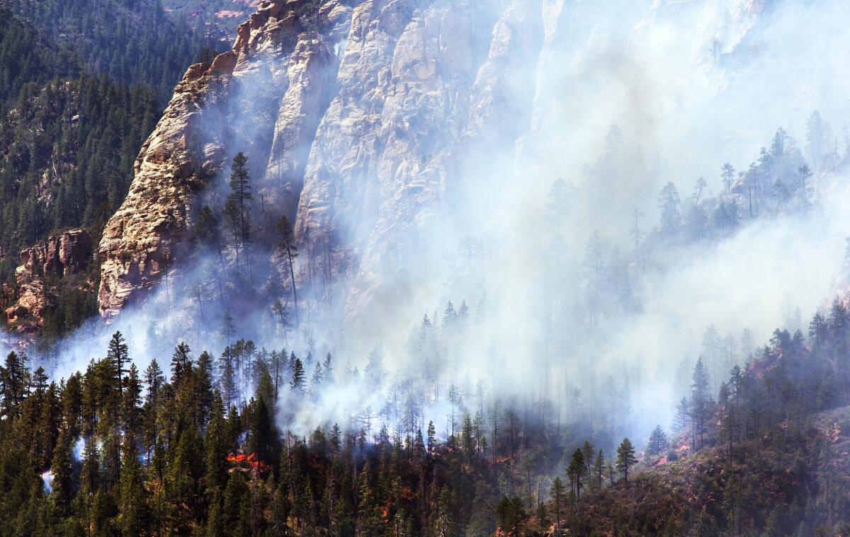 The Slide fire burns near Route 89A south of Flagstaff, Ariz.