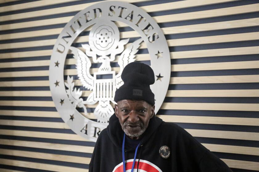 In this photo provided by Gabriella Rico, Vietnam War-era Army veteran Harold Tilson Jr., stands in a room on the campus of the Veterans Empowerment Organization in Atlanta, Nov. 10, 2023. Tilson was homeless earlier in the year, but has spent the past three months in transitional housing at VEO and hopes to next year have a place of his own to live. (Gabriella Rico via AP)