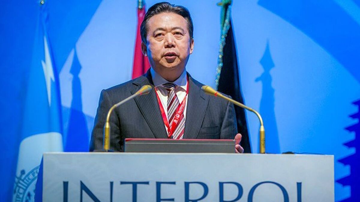 Meng Hongwei, former president of Interpol, speaking in Bali, Indonesia, in November 2016.