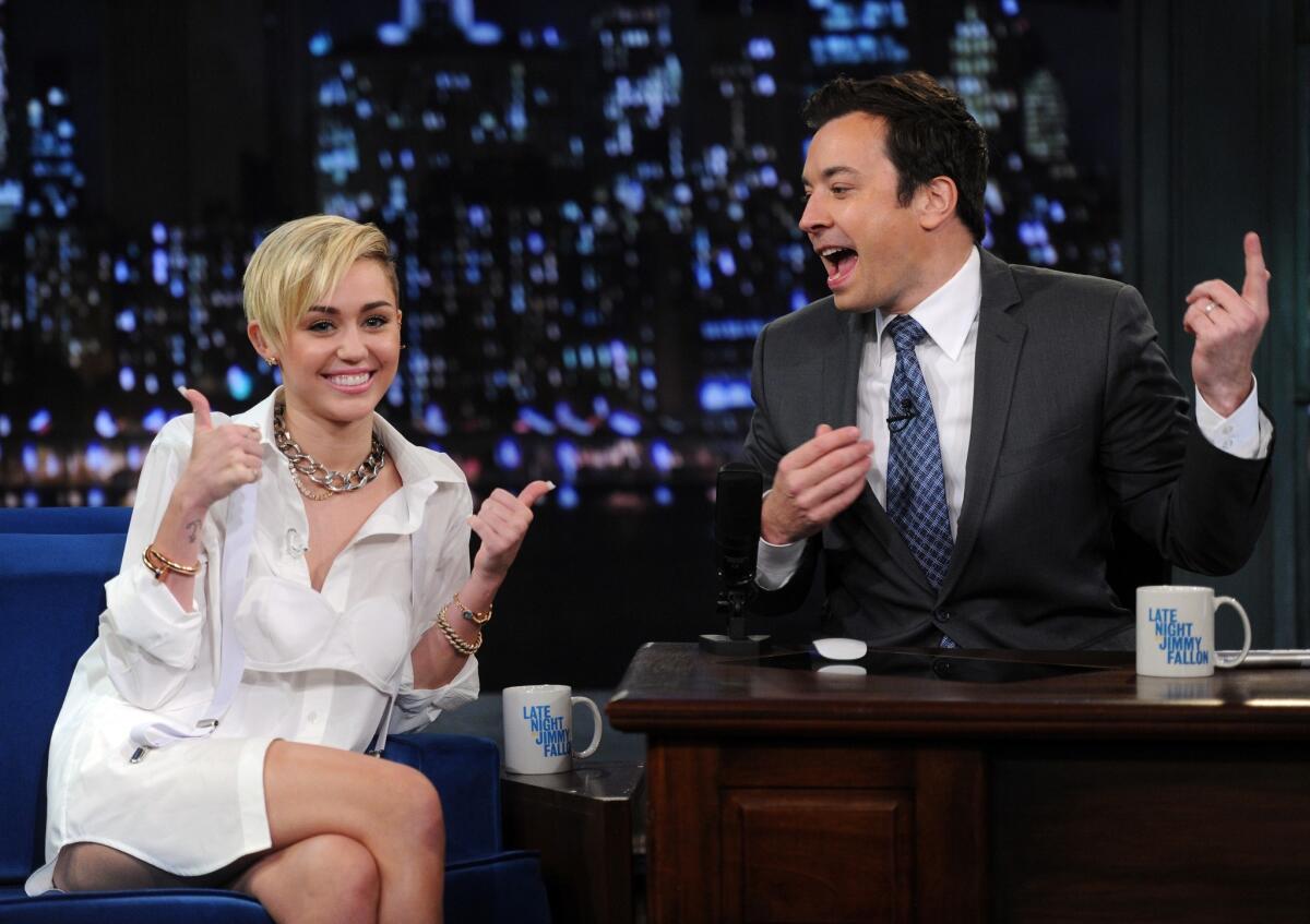 Only old people wear pants: Miley Cyrus on "Late Night With Jimmy Fallon."