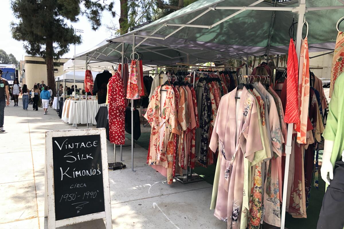Kimonos at an outdoor flea market 