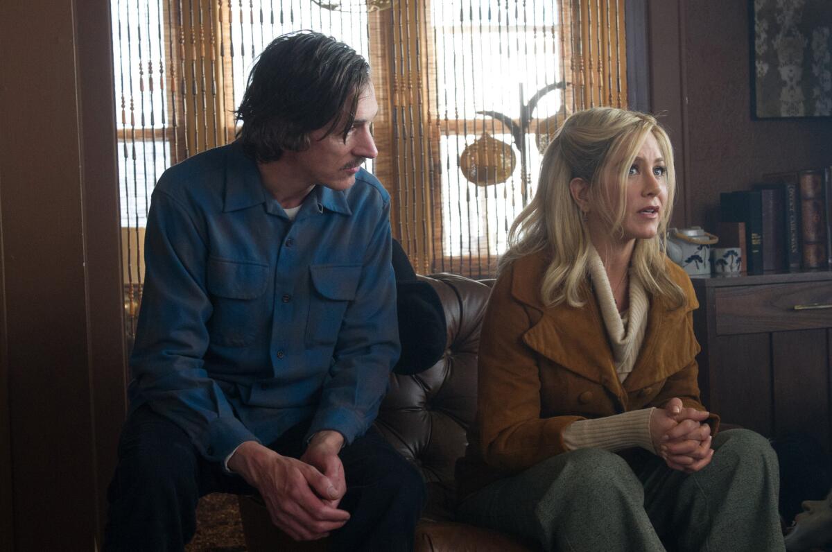 John Hawkes, left, and Jennifer Aniston star in "Life of Crime."