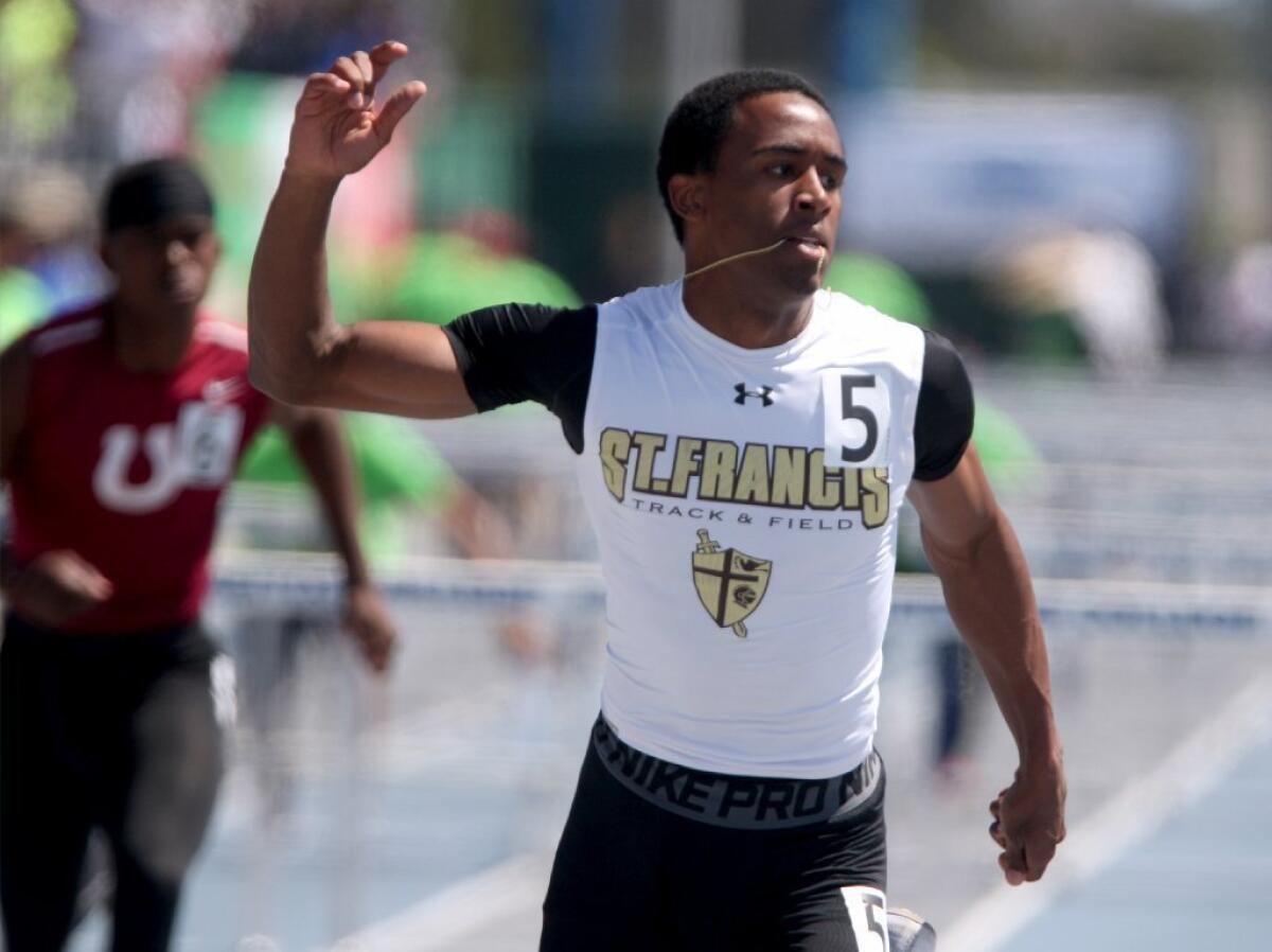 St. Francis High's Jasher Foster hurdled to a pair of CIF championships on Saturday.