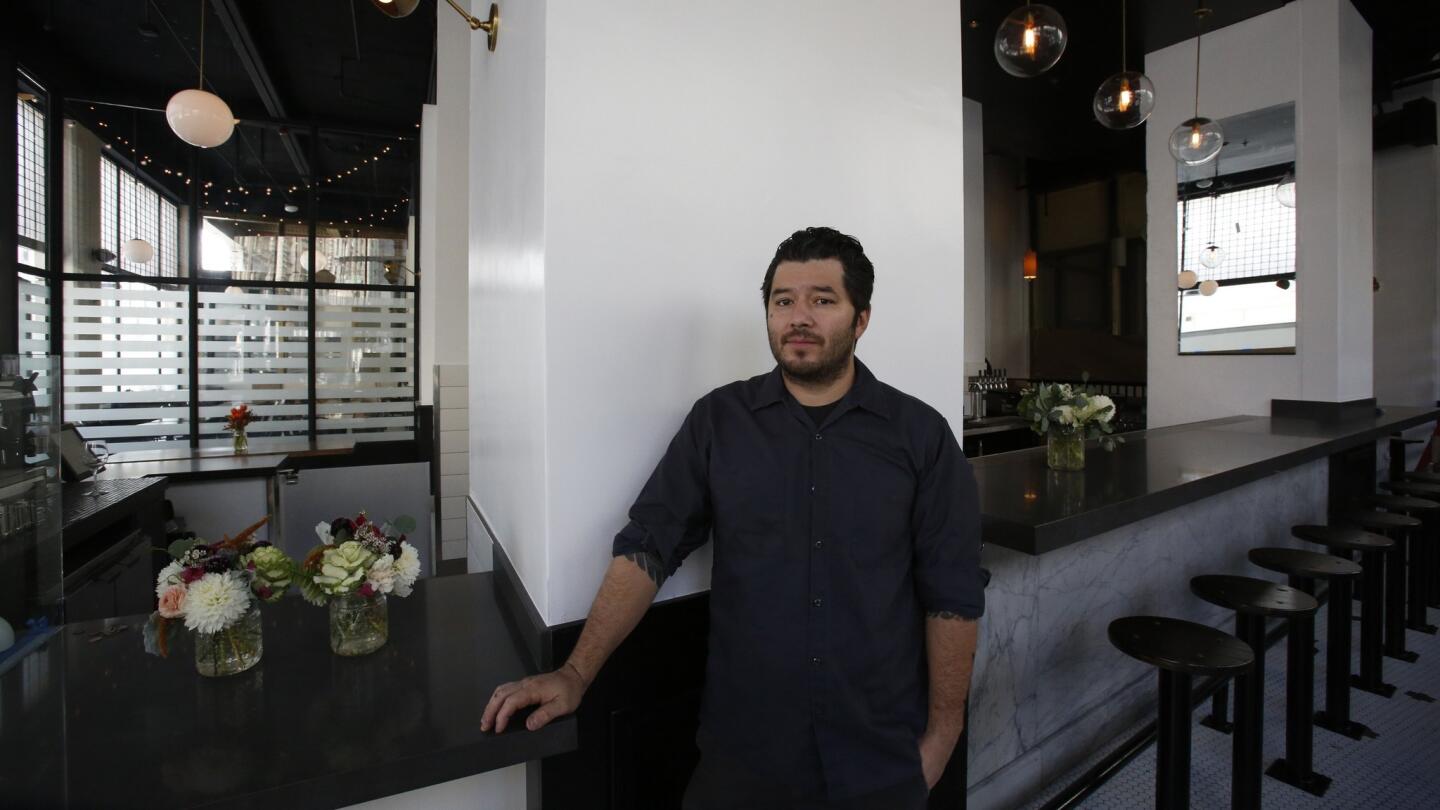 Chef Josef Centeno poses for a portrait during a look at the soon-to-open Pete's in downtown Los Angeles.