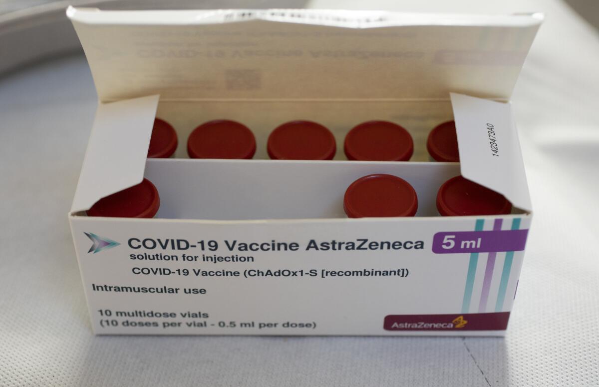 Box of AstraZeneca's COVID-19 vaccine