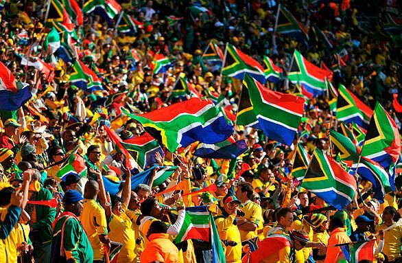 South Africa supporters show their colors during the Opening Ceremony.