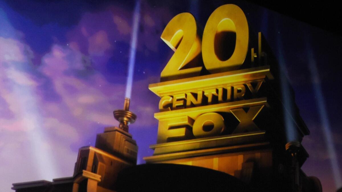 The 20th Century Fox logo is projected during a presentation at CinemaCon last month in Las Vegas.