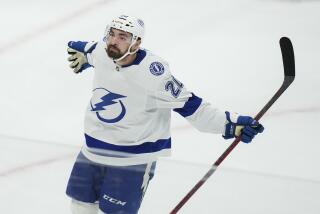 Tampa Bay forward Nicholas Paul celebrates his second goal of the night against Toronto on May 14, 2022.