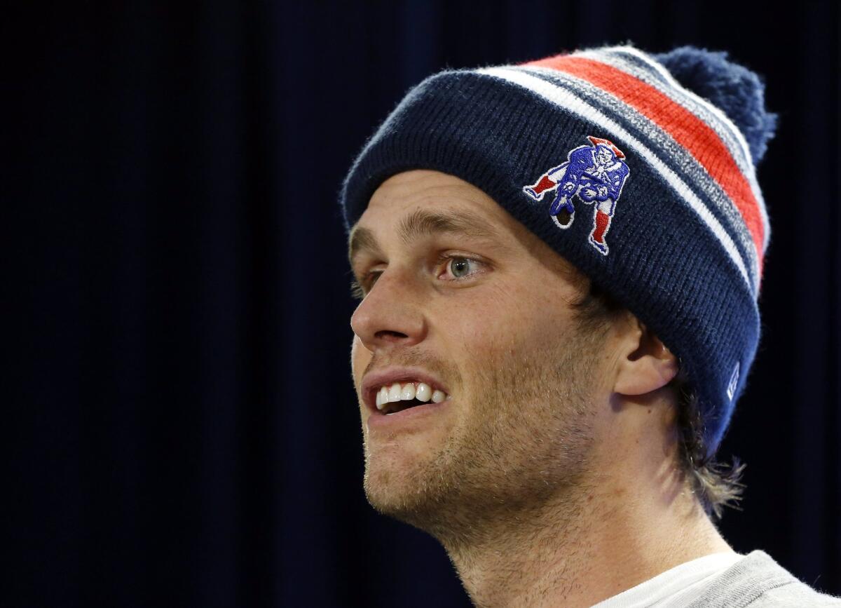 New England Patriots quarterback Tom Brady speaks at a news conference in Foxborough, Mass., on Jan. 22.