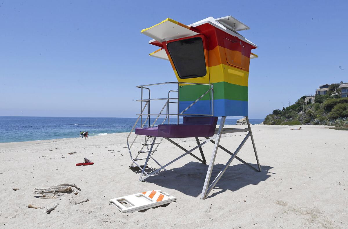 The Pride lifeguard tower at Camel Point beach in Laguna Beach is the first rainbow-striped lifeguard tower in Orange County.