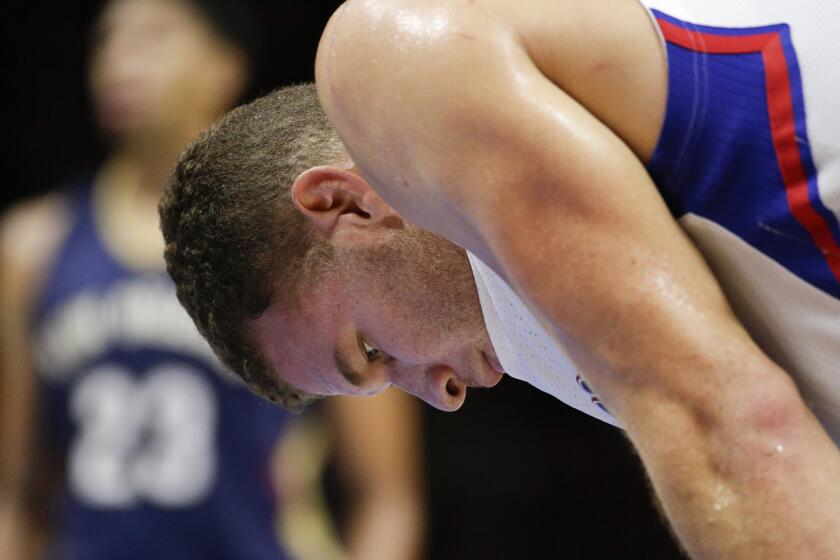 Clippers power forward Blake Griffin looks on during a win over the New Orleans Pelicans at Staples Center on Dec. 6.