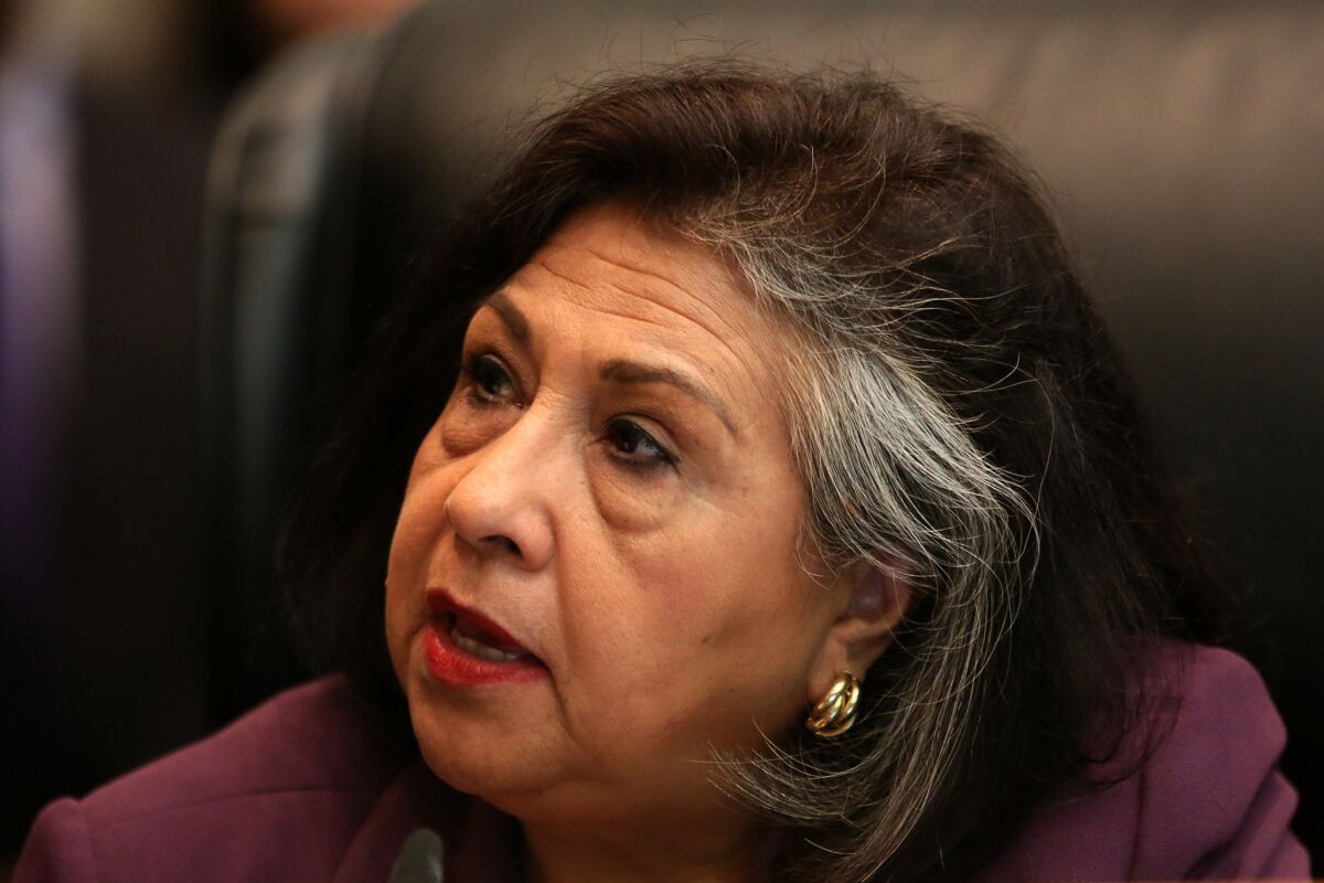 Former Los Angeles County Supervisor Gloria Molina, now a candidate for L.A. City Council, is shown at a supervisors meeting in 2013.