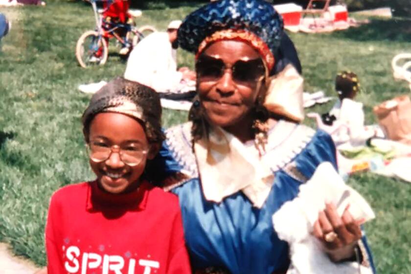The author, Aaliyah Bilal, left, celebrates Eid with family and friends at Anacostia Park in Washington, D.C., circa 1992. 