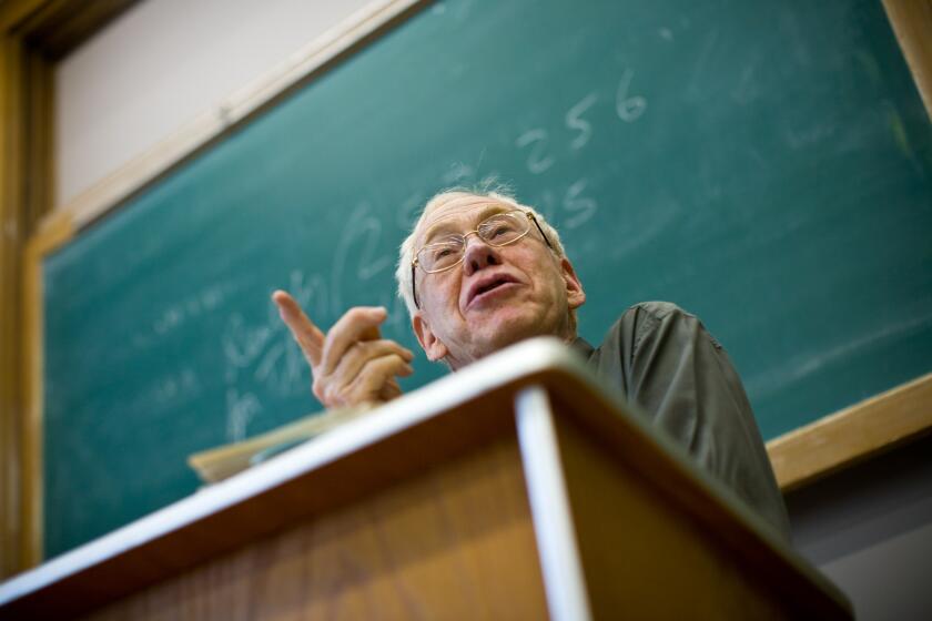 UC Berkeley philosophy professor Hubert Dreyfus teaches a class on German philosopher Martin Heidegger in 2007 at the university campus in Berkeley, Calif.