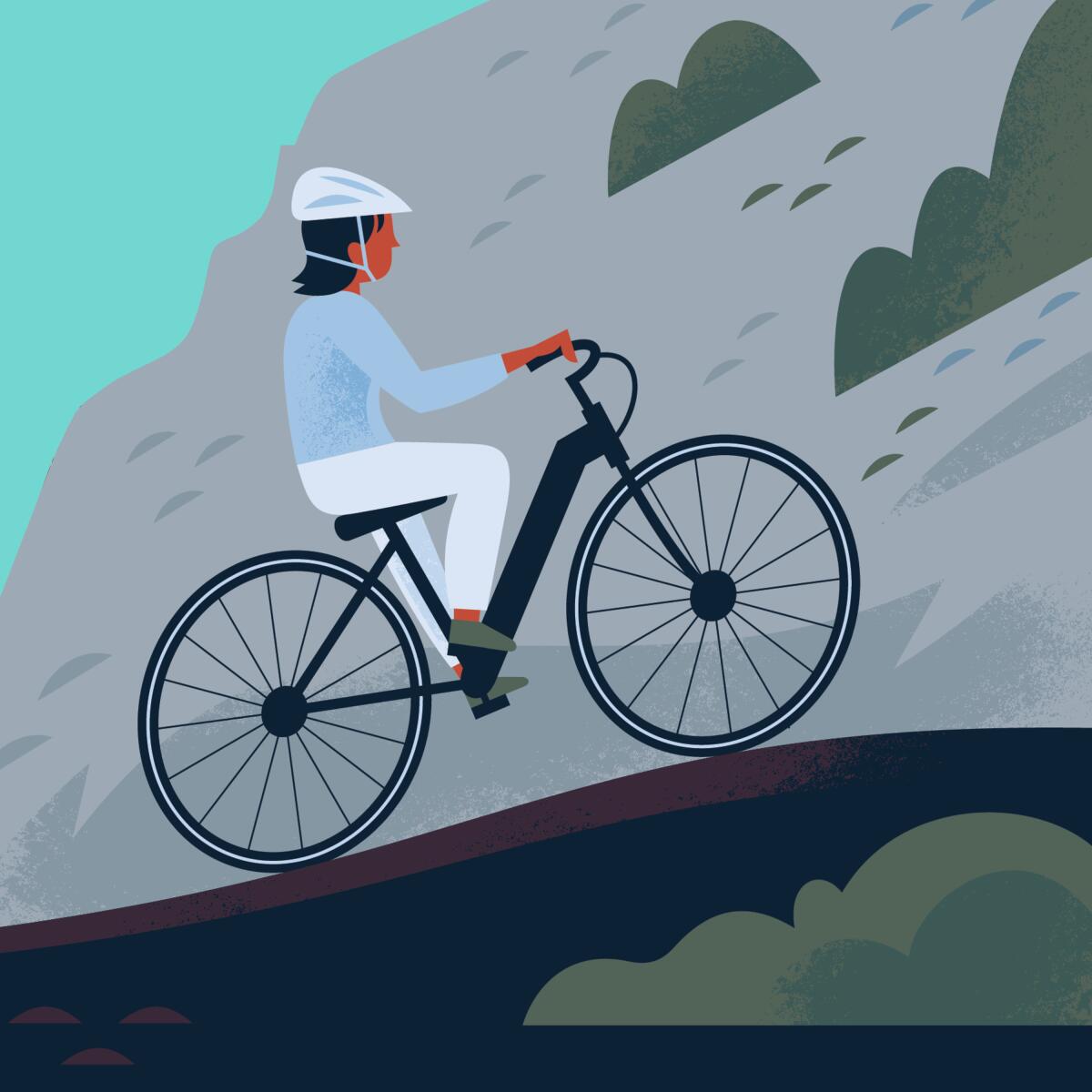 An illustration of a person on a bicycle